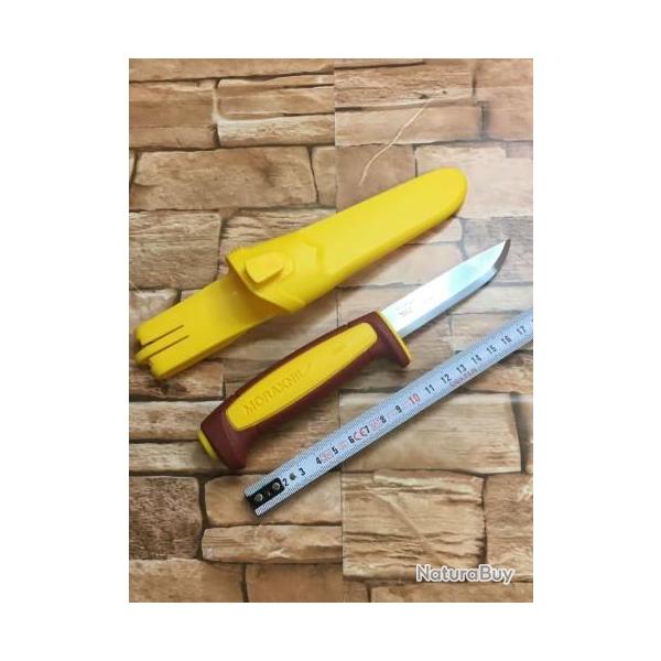 POIGNARD MORAKNIV ROUGE/JAUNE LAME CARBONE MADE IN SWEDEN hg