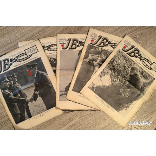 5 JOURNAUX ALLEMANDS  ILLUSTRIERTE BEOBACHTER  de la SECONDE GUERRE.  /8627