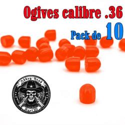 Balle tir réduit .36 ogive orange haute visibilité plastique - Pack de 10 - Bast3D