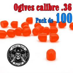 Balle tir réduit .36 ogive orange haute visibilité plastique - Pack de 100 - Bast3D