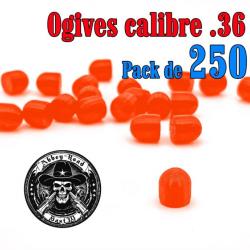 Balle tir réduit .36 ogive orange haute visibilité plastique - Pack de 250 - Bast3D