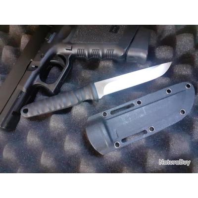 Couteau Tactique Survie - Lame Fixe En Acier D2, 10 Cm, Manche G10, Fourreau Inclus, Neuf