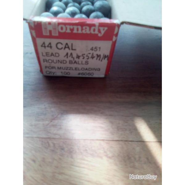 Balles plomb  rondes Hornady  Cal: 44