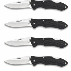 Lot de 4 Couteaux pliants noir Lame 6.10 cm