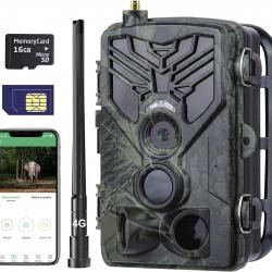 Camera de Chasse 4G APP 4K 120MP avec Carte SIM Vidéo en Direct Vision Nocturne Infrarouge