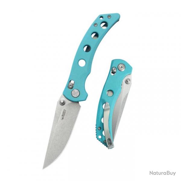 Couteau Kubey Hound Tiffany Blue Manche G-10 Lame Acier 14C28N Crossbar Lock Clip KUB172C