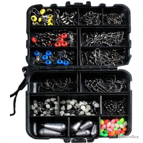 177pcs Kits Accessoires Pche Crochets Bouchons Videur Paillettes avec Bote