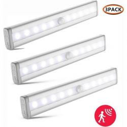 3pcs Lampe Détecteur de Mouvement placard escalier Led fonctionne avec piles