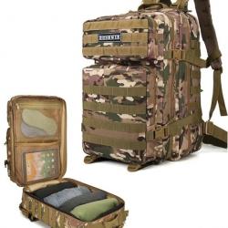 Sac à Dos Militaire Tactique Armée Molle 40L Randonnée Voyage Trekking Chasse Pêche Camouflage