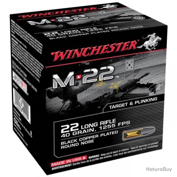 Bote 400 balles cal.22 long rifle 40 grains 1255 FPS tte ronde - Winchester (fabrique aux USA)