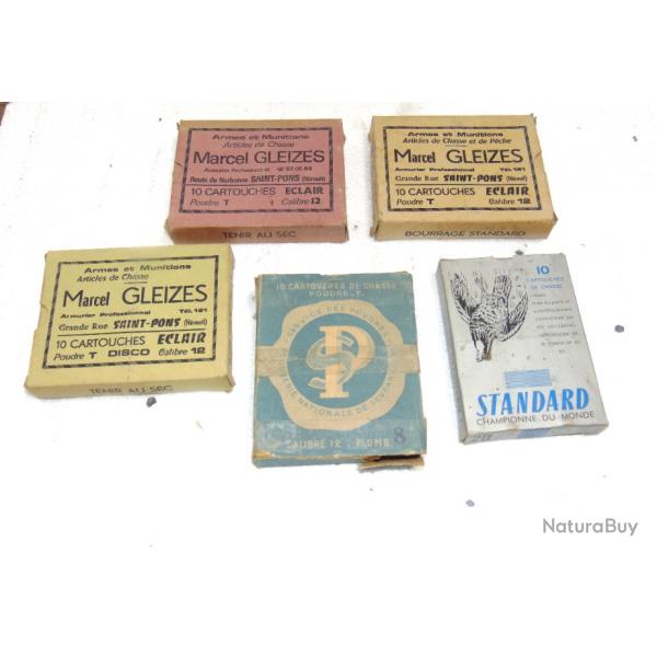 LOT ANCIENNES BOITES DE CARTOUCHES PLEINES CHASSE COLLECTION STANDARD ECLAIR DIVERS CALIBRES