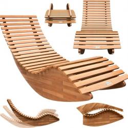 Chaise de Bois Acacia - Chaise Longue Bascule Pliable - Transat Ergonomique - Jardin Sauna