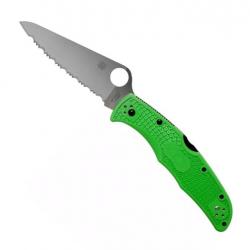 Couteau "Pacific Salt 2" LC200N / nylon-fibre de verre vert, Tranchant dentelé [Spyderco]