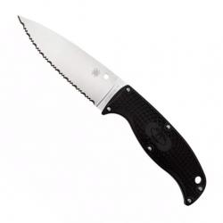 Poignard "Enuff 2 Leaf Shape" VG-10 / nylon-fibre de verre noir, Tranchant dentelé [Spyderco]