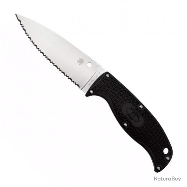 Poignard "Enuff 2 Leaf Shape" VG-10 / nylon-fibre de verre noir, Tranchant dentel [Spyderco]