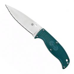 Poignard "Enuff 2 Leaf Shape" K390 / nylon-fibre de verre bleu, Tranchant dentelé [Spyderco]