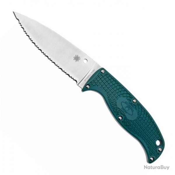 Poignard "Enuff 2 Leaf Shape" K390 / nylon-fibre de verre bleu, Tranchant dentel [Spyderco]