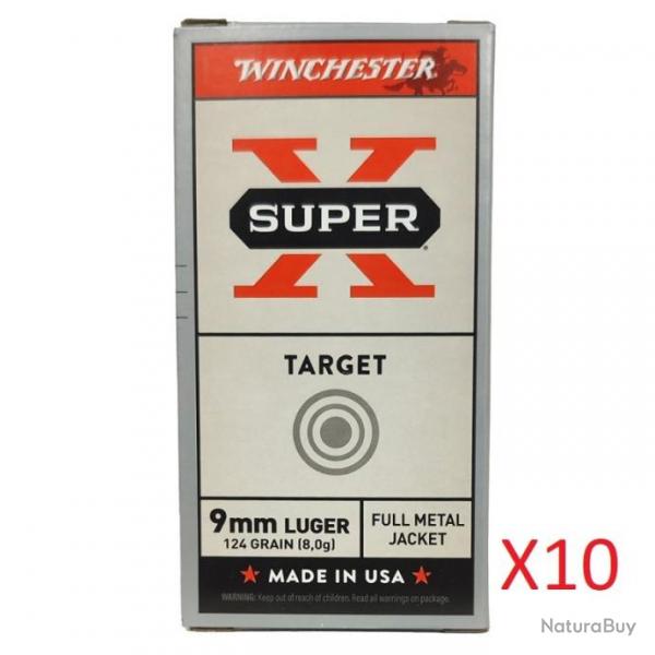 VENTE FLASH ! - Pack de 500 Balles Winchester Cal.9x19 FMJ 124gr (10 Boites de 50)