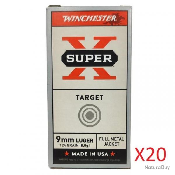 VENTE FLASH ! - Pack de 1000 Balles Winchester Cal.9x19 FMJ 124gr (20 boites de 50)