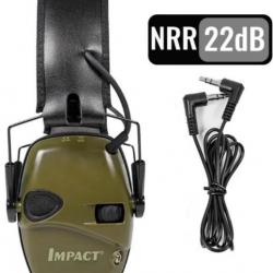 Casque électronique de protection auditive  vert