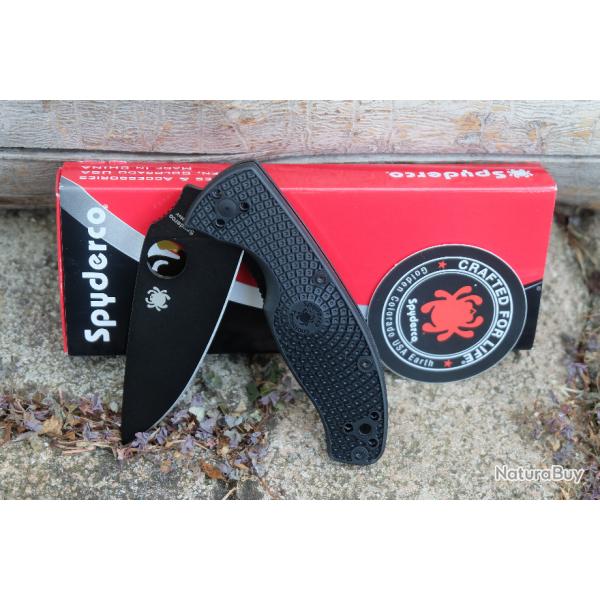 Couteau Spyderco Tenacious Manche Black FRN Lame Acier 8Cr13MoV Black Linerlock Clip C122PBBK