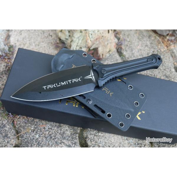 Couteau Takumitak SENTINEL Dagger Black Military Lame Acier D2 Manche G10 Etui Kydex 203BK