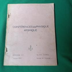 livre  conférence de physique atomiques 1952 COUMES