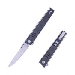 Couteau Real Steel Kikashi Black Manche G10/Carbon Fiber Lame Acier 14C28N SW IKBS Linerloc RS8071CS