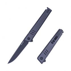 Couteau Real Steel Kikashi Black Manche G10/Carbon Fiber Lame Acier 14C28N BLK IKBS Clip RS8071CB