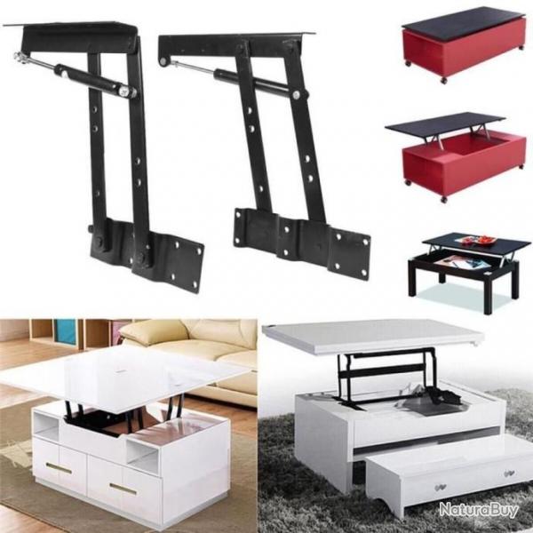 2PCS Charnire de levage de table basse Mcanisme  Ressort Noir