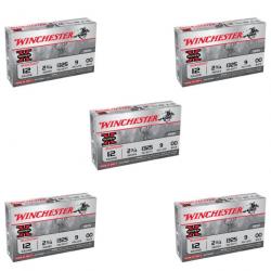 Lot de 5 boîtes de 5 cartouches Chevrotine Winchester Super X Buckshot Cal. 12/70 9 grains