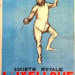 Affiche d'escrime de "L'Ixelloise de Bruxelles" 1936 signée Rali