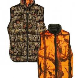 Gilet de chasse Percussion Warm réversible blaze camo - M