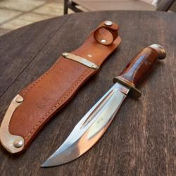 Joli Couteau PUUKKO LISAKKI JARVENPAÄ Made in FINLAND Manche en Bois avec Étui en cuir