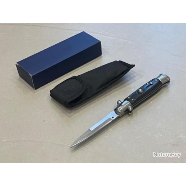 Couteau AKC stiletto automatique argent/noir enchres