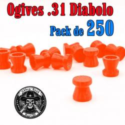 Balle tir réduit .31 ogive diabolo orange haute visibilité plastique - Pack de 250 - Bast3D