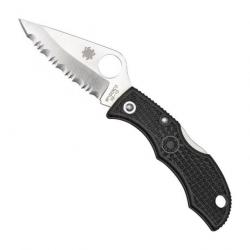 Couteau "Ladybug 3" VG-10 / nylon-fibre de verre noir, Tranchant dentelé [Spyderco]