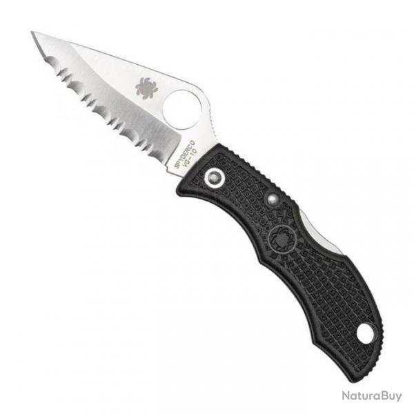 Couteau "Ladybug 3" VG-10 / nylon-fibre de verre noir, Tranchant dentel [Spyderco]