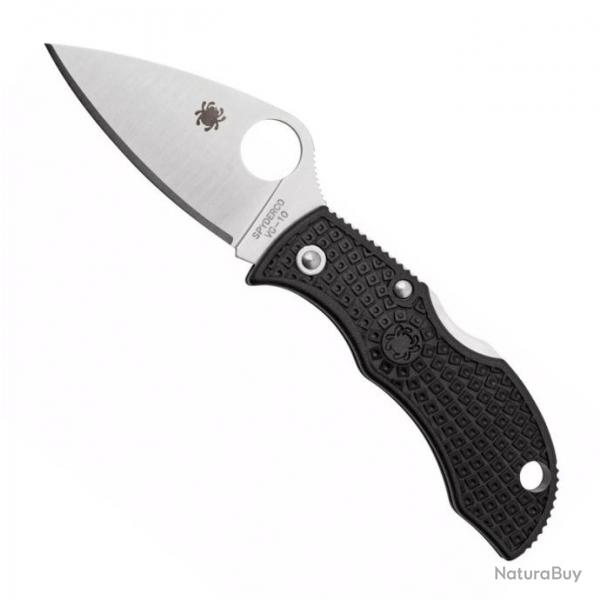 Couteau "Manbug Leaf Shape" VG-10 / nylon-fibre de verre noir, Tranchant plein [Spyderco]