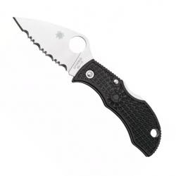 Couteau "Manbug Leaf Shape" VG-10 / nylon-fibre de verre noir, Tranchant dentelé [Spyderco]