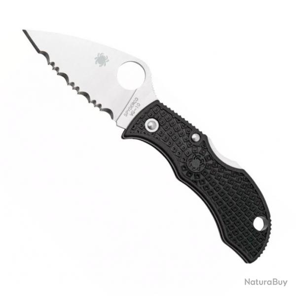 Couteau "Manbug Leaf Shape" VG-10 / nylon-fibre de verre noir, Tranchant dentel [Spyderco]