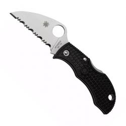 Couteau "Manbug Wharncliffe" VG-10 / nylon-fibre de verre noir, Tranchant dentelé [Spyderco]