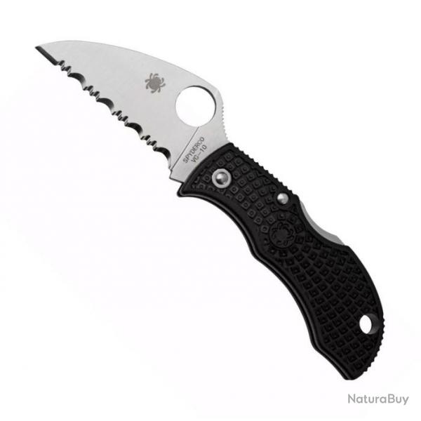 Couteau "Manbug Wharncliffe" VG-10 / nylon-fibre de verre noir, Tranchant dentel [Spyderco]