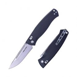 Couteau Real Steel Pathfinder Black Manche G10 Lame Drop Point Acier 14C28N Slide Lock Clip RS7851BS