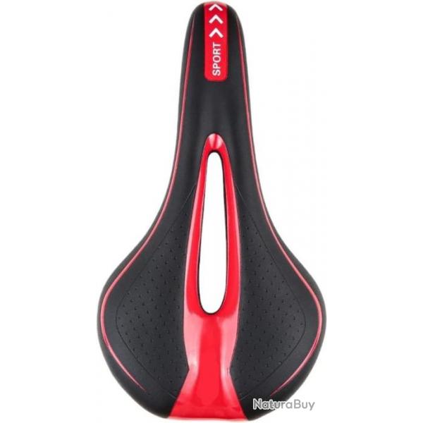 Selle Confort Gel Coussin pour BMX VTT Vlo  montage Route Etanche Noir/Rouge