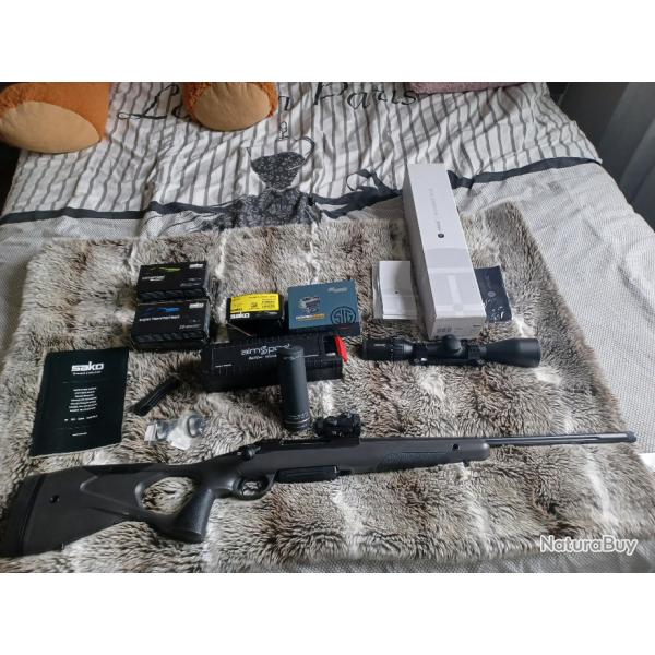 sako s 20 calibre 308  + lunette + point rouge + moderateur + munitions