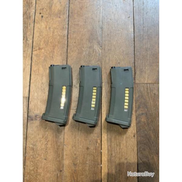 Lot de 3 chargeurs PTS EPM - OD Green | 150 billes pour M4 AEG