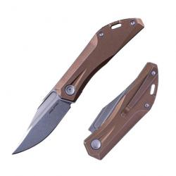 Couteau Real Steel Ventus Bronze Manche Titane Lame Acier N690 SW Slip Joint Clip RS7042