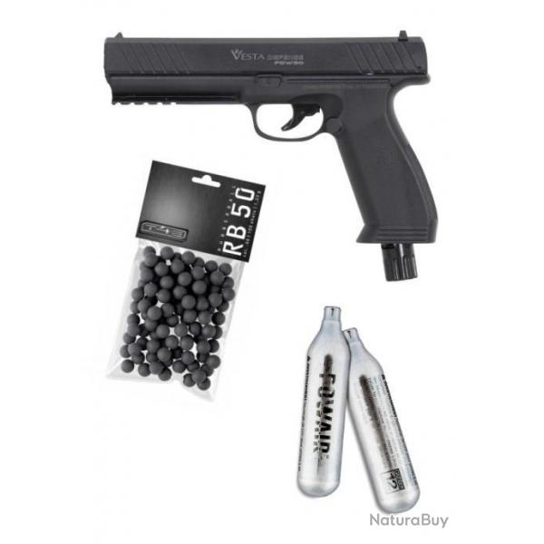 Pack Pistolet PDW50 C50 VESTA + 50 Billes Caoutchouc Cal.50 Umarex + 5 CO2 12G - Braderie Automne