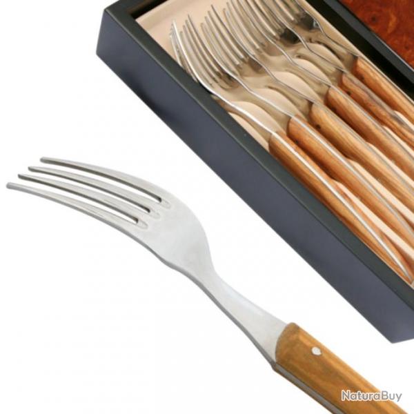 Set 6 Fourchettes Thiers manche en bois d'olivier